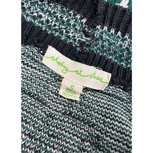 Staring at Stars Women’s Small Knit Sweater Open Front Green Oversized Geometric - Picture 5 of 6